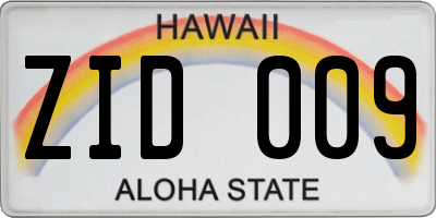 HI license plate ZID009