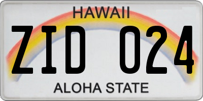 HI license plate ZID024