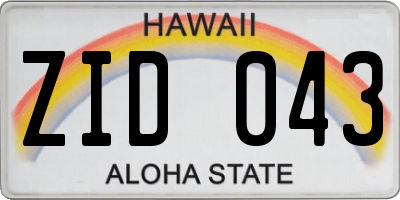 HI license plate ZID043