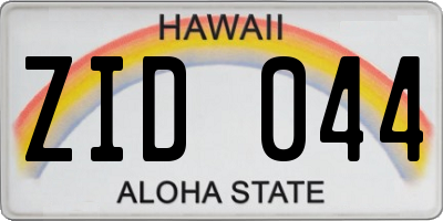 HI license plate ZID044