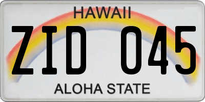 HI license plate ZID045