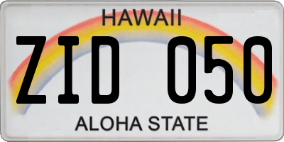 HI license plate ZID050