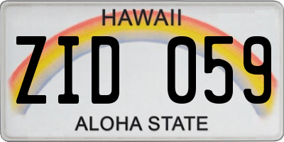 HI license plate ZID059