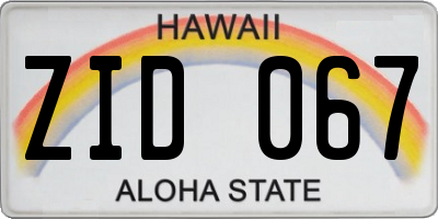 HI license plate ZID067
