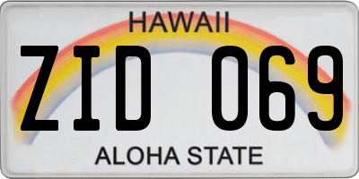 HI license plate ZID069