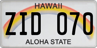 HI license plate ZID070