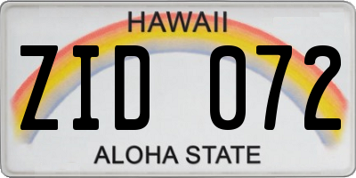 HI license plate ZID072