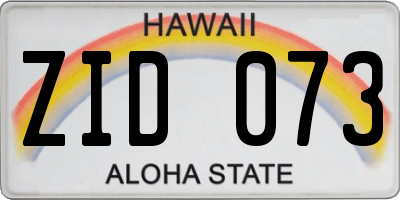 HI license plate ZID073