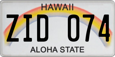 HI license plate ZID074