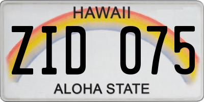 HI license plate ZID075