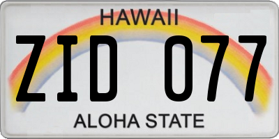 HI license plate ZID077