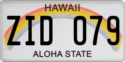 HI license plate ZID079