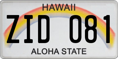 HI license plate ZID081