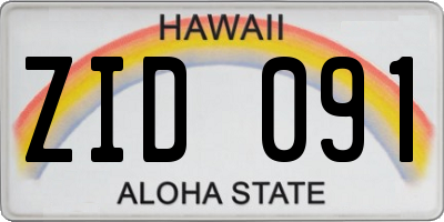 HI license plate ZID091