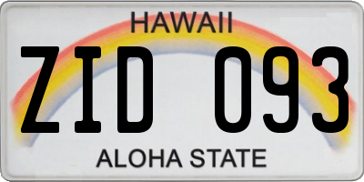 HI license plate ZID093