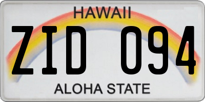 HI license plate ZID094