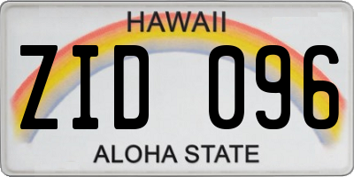 HI license plate ZID096