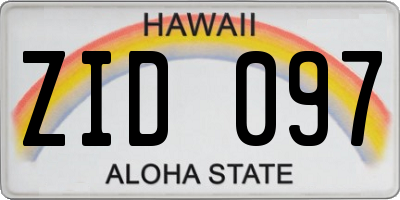 HI license plate ZID097