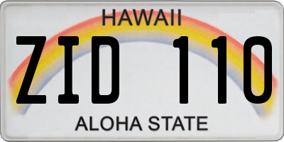 HI license plate ZID110