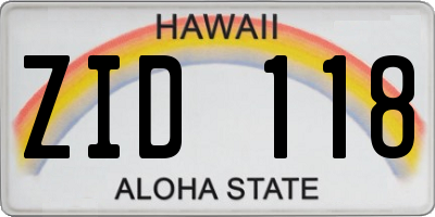 HI license plate ZID118