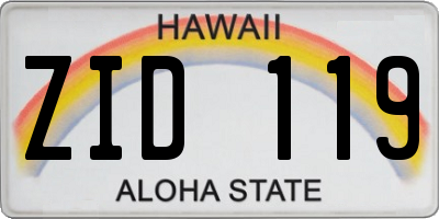 HI license plate ZID119