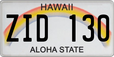 HI license plate ZID130