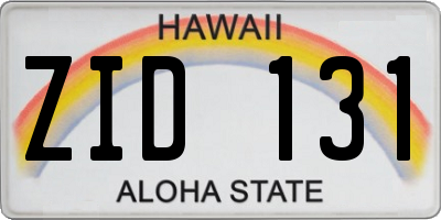 HI license plate ZID131