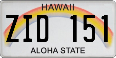 HI license plate ZID151