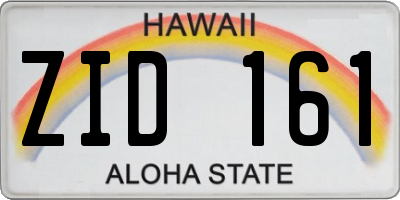 HI license plate ZID161