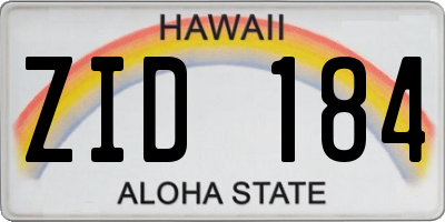 HI license plate ZID184