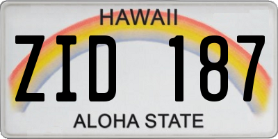 HI license plate ZID187