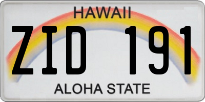 HI license plate ZID191
