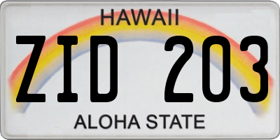 HI license plate ZID203