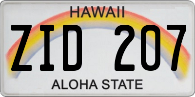 HI license plate ZID207