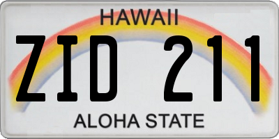 HI license plate ZID211