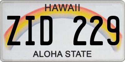 HI license plate ZID229