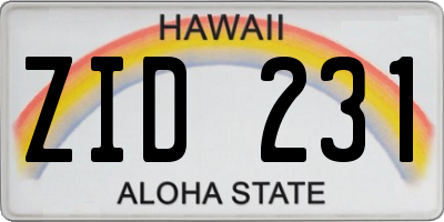 HI license plate ZID231