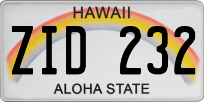 HI license plate ZID232