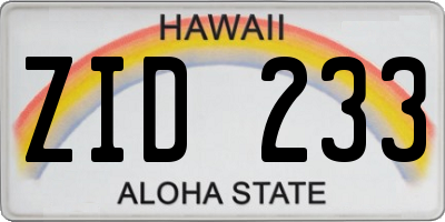 HI license plate ZID233