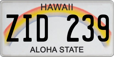 HI license plate ZID239