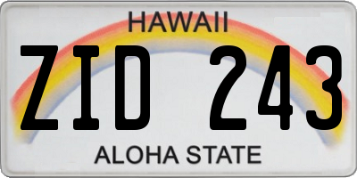 HI license plate ZID243
