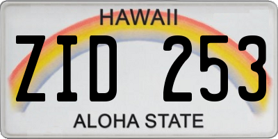 HI license plate ZID253