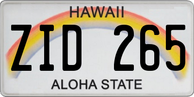 HI license plate ZID265
