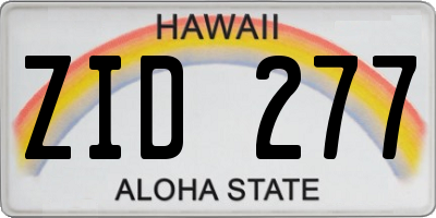 HI license plate ZID277