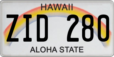 HI license plate ZID280