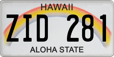 HI license plate ZID281