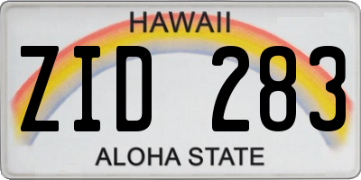 HI license plate ZID283