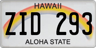 HI license plate ZID293