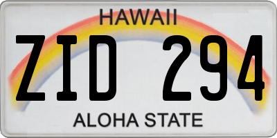 HI license plate ZID294