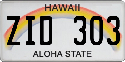 HI license plate ZID303